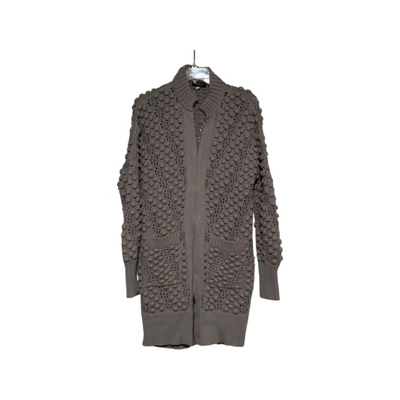 Women’s Forte Cashmere Cotton Knit Long Cardigan in Grey Sz Sm - Picture 1 of 6